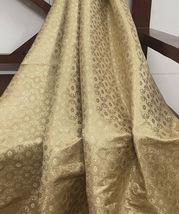 Beige &amp; Gold Indian Brocade Fabric Wedding Fabric, Abaya, Gown Fabric, -NF451 - £5.98 GBP+