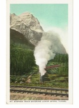 Mt Stephen Train Entering Lower Spiral Tunnel Canada postcard lithograph vintage - £5.45 GBP