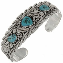 Navajo Womens Turquoise Silver Bracelet Natural Blue Kingman Ladies Cuff s6-7 - £299.92 GBP+