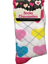 Novelty Print HEARTS ARGYLE CREW SOCKS-Funky Retro Love Fashion Accessor... - £3.79 GBP