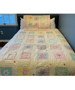 Pottery Barn Kids Quilted Bedspread Sham Flowers Full Queen - $127.78 CAD