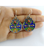 Kabyle Earrings Silver Coral Red Berber Jewelry Enamel Fashion Women Han... - £46.71 GBP