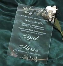 White Ink Acrylic Wedding Invitation,10pcs Greeny Leaves Acrylic Invitat... - $32.00+