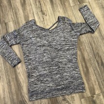 Athleta Top Womens Sz Small Gray Marled Open Wrap Back Long Sleeve Scoop... - £14.01 GBP