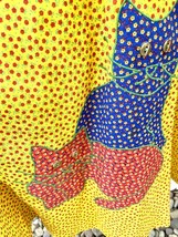 Vtg Serbin Muriel Ryan Dress Cotton Circle Skirt Cats Applique Red Yello... - $2,034.46 MXN