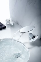 Chrome white deck mounted single hole  waterfall bathroom basin sink faucet tap - £125.90 GBP