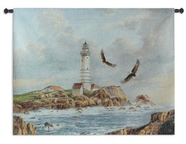 41x52 Boston Lighthouse Ocean Sea Tapestry Wall Hanging - £134.22 GBP
