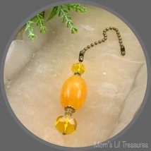 Yellow Golden Fan Pull • Decorative Light Chandelier Pull Chain - $7.84