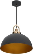 Vintage Pendant Light 13.58  Industrial Pendant Light Dome Black and Gol... - $1,400.56 MXN