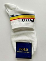 POLO Ralph Lauren Logo Branded White Socks Yellow Stripe - £35.40 GBP