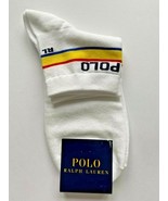 POLO Ralph Lauren Logo Branded White Socks Yellow Stripe - $60.56 CAD