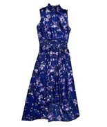 Nanette Lepore Purple Floral Smocked Waist Midi Dress Size 12 High Low M... - $648.75 MXN