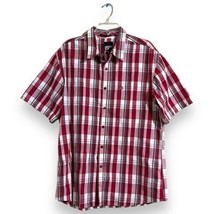 Anchor Blue Shirt Mens XL Red Plaid Button Up Short Sleeve Vintage Slim ... - £9.63 GBP