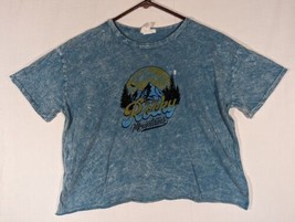 Rocky Mountain Tshirt Women&#39;s Large Blue Cropped Crop Top Pro Blue - £10.97 GBP