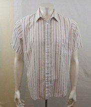 Oakton Men&#39;s Red Gray Striped Short Sleeve Button Up Dress Shirt Size 16... - £7.73 GBP