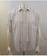 Oakton Men&#39;s Red Gray Striped Short Sleeve Button Up Dress Shirt Size 16... - £7.75 GBP