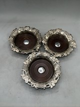 Vintage English Silverplate Mahogani Wine Bottle Coaster Holder Made In ... - $71.27