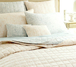 Sferra CARO Euro Sham 2 PC. Dusty Blue Quilted Egyptian Cotton Made in Italy New - £58.41 GBP