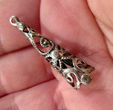 Oblong Filigree Cone Shaped Charm ( Tested Sterling Silver) Unmarked - £9.25 GBP