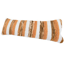 14&quot; X 36&quot; Brown and Orange Striped Cotton Blend Zippered Pillow - £61.61 GBP