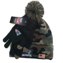 Team Apparel New England Patriots Knit Pom Beanie Winter Hat Cap Gloves Set - £20.12 GBP