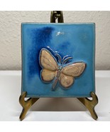 Eartha Handmade Tile Parran Collery BUTTERFLY on Aqua 4x4  - $571.18 MXN