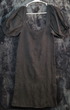 Urban Outfitters Dress Womens Large Brown 100% Rayon Short Baloon Sleeve Pleated - £15.15 GBP