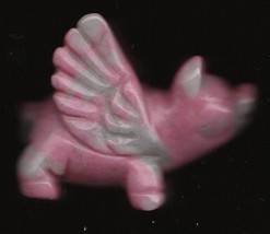 CARVED RHODONITE FLYING PIG - £12.24 GBP