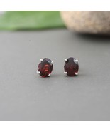 Natural 925 Sterling Silver Red Garnet Earings, Best Birthday gift for G... - $40.25