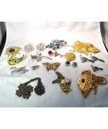 Vintage Rhinestone Brooch Necklace Earrings Costume Jewelry - Lot of 18 ... - £35.20 GBP