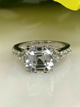 3 Ct Asscher Cut Solitaire Diamond 14K White Gold Over Engagement Wedding Ring - £73.99 GBP