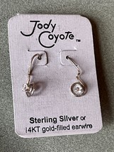 Jody Coyote Sterling Silver Wound Wire w Tiny CZ or Clear Rhinestone Dangle Earr - £14.57 GBP