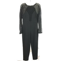 Womens Size 10 Missguided Black Modern Sheer Mesh Top Longsleeve Jumpsuit - £19.92 GBP