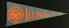 Illinois Fighting Illini Vintage Mini Pennant 5&quot; x 12&quot; - Rare - £18.25 GBP
