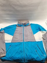 Vintage Nike Windbreaker Jacket Men&#39;s Large Blue Gray White Zip Swoosh 90s - $21.77