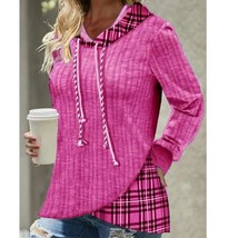 Plaid Casual Drawstring Sweater Hoodie - £35.29 GBP