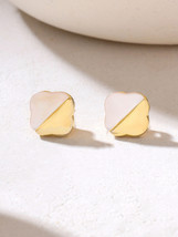 Kicky and Perky 925 Silver Yellow Gold Plated Mother of Pearl Studs Earr... - $41.99