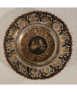 Vintage Egyptian Pharaoh on Horse Chariot Brass Copper Art Plate Egypt A... - $185.62