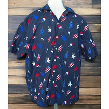 City Streets Mens Shirt Size XL USA Patriotic Summer Short Sleeve July 4th - £14.34 GBP