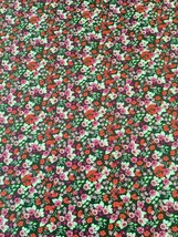 Garden Delights - Impressionist Floral Cotton Fabric on Dk Grn backgroun... - $4.55