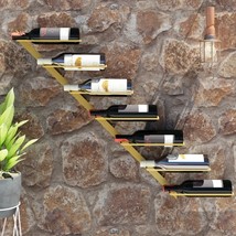 Wall-mounted Wine Rack for 7 Bottles Gold Metal - £27.55 GBP