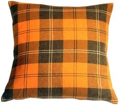 PILLOW DÉCOR Contemporary Plaid Orange 20x20 Throw Pillow - $910.61 MXN