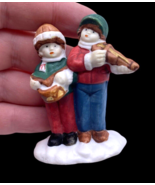 Christmas Village Piece Vintage Street Musicians Violin Accordion Player... - €19,01 EUR