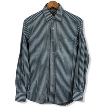 Arrow Green Stripe Button Front Long Sleeve Shirt Size 39 / 15 1/2 - £14.32 GBP