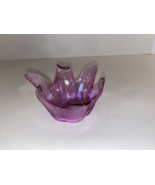 Pink Irredescent Glasss Candle Holder 2&quot; to 2 1/4&quot; High 3&quot; to 3 1/4&quot; Wide. - $8.23 CAD