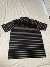 FootJoy FJ Polo Shirt Short Sleeve L Blue Black Striped Men&#39;s Shirt - $14.03