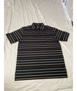 FootJoy FJ Polo Shirt Short Sleeve L Blue Black Striped Men&#39;s Shirt - £11.11 GBP