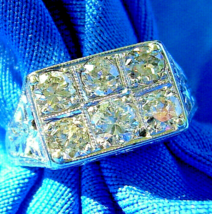 Earth mined Diamond Deco Engagement Ring Antique 18k White Gold Statement Band - $122,188.26 MXN