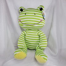 Goffa Frog Knit Plush Stuffed Animal Green &amp; White Stripe NWT Froggy - £15.48 GBP