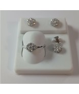 Moissanite Set, Ring, Pendant and Earrings, Sterling Silver, Size 8 ring - $565.00